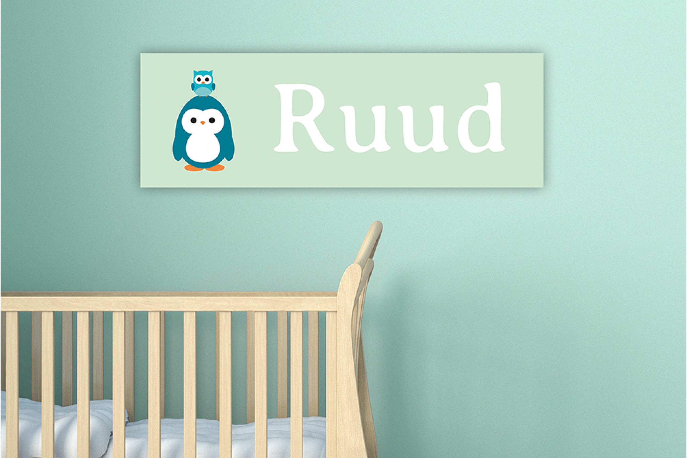 Pinguin met uiltje groen